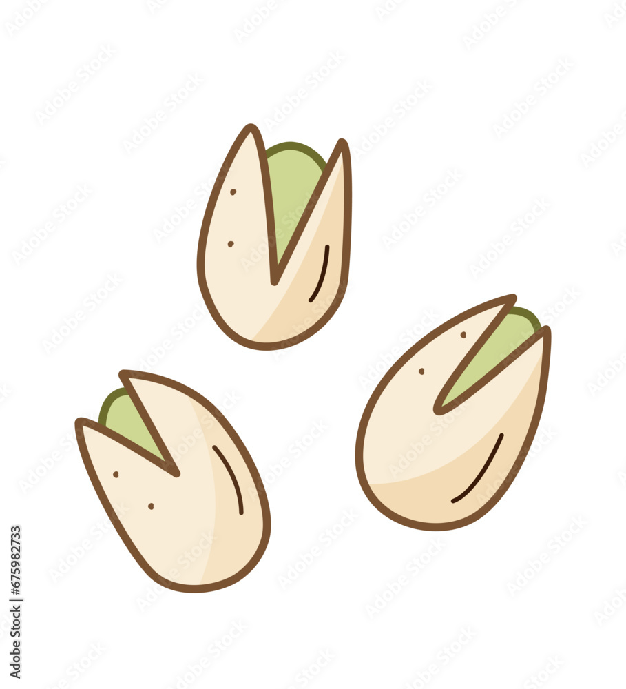 Pistachios icon cartoon doodle. Vector illustration of snacks salted nuts in a shell, isolate on white. Pistachios icon cartoon doodle. Vector illustration of snacks salted nuts in a shell, isolate on white.
