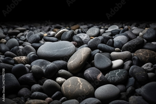 Simple Concept Grainy Blue Ice Background. Assorted Smooth River Stones in Earth Tones Close-up