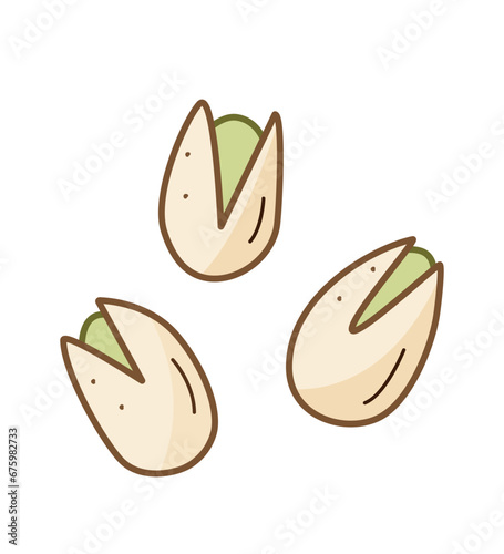 Pistachios icon cartoon doodle. Vector illustration of snacks salted nuts in a shell, isolate on white.