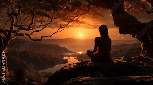Meditation at sunset