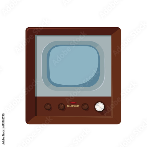 Vintage TV 50s illustration flat vector isolated on white background. Element for history of TV concept and World television day