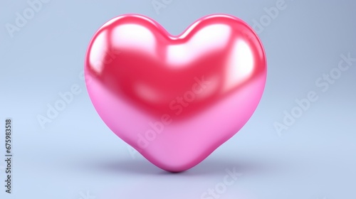 Inflated pink glossy heart shape balloon background. Valentine s  Mother s  Day  concept. Look like 3d. Cute Symbol of love. For card  party  design  flyer  poster  decor  banner  web  advertising.