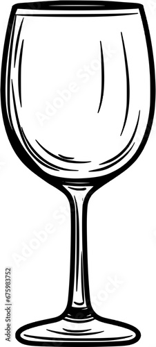 Dining Bordeaux Wine Glass Vintage Outline Icon In Hand-drawn Style