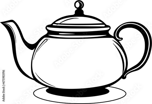 Dining Tea Pot Vintage Outline Icon In Hand-drawn Style