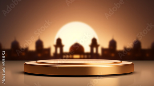 Wallpaper Mural Majestic Sunset Silhouettes with Golden Pedestal Display.

 Torontodigital.ca