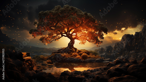 Meditation at sunset