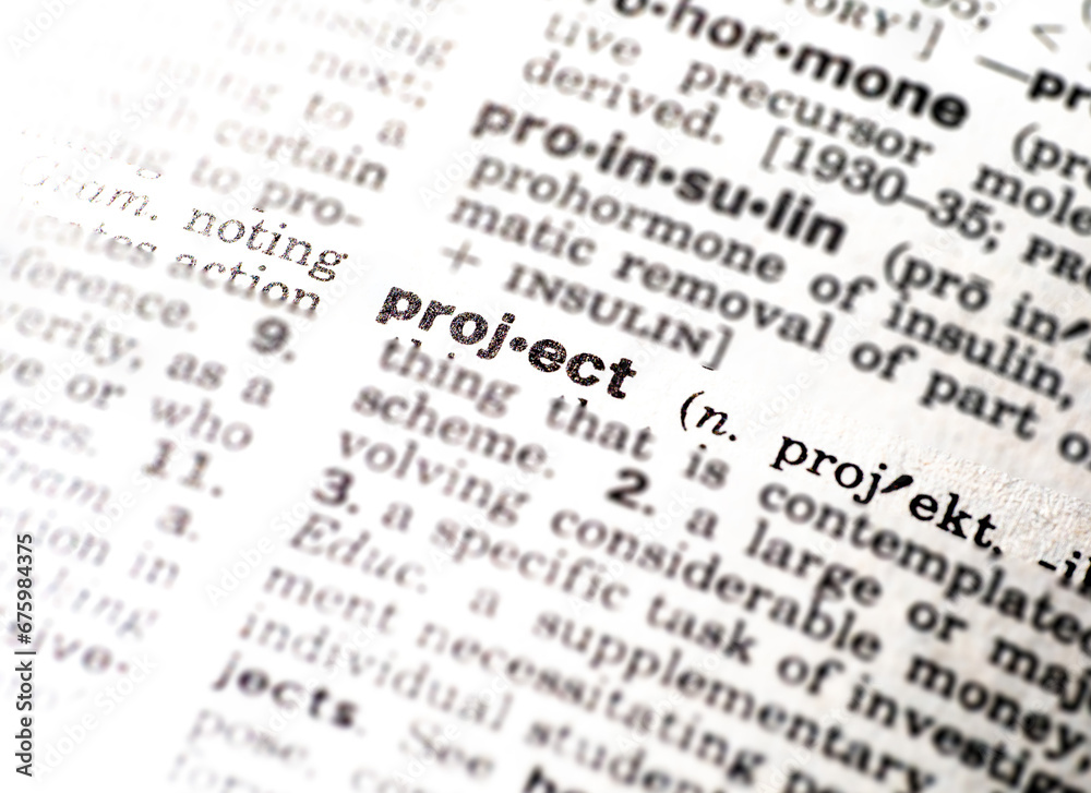 Closeup of the definition of the word project Closeup of the definition of the word project