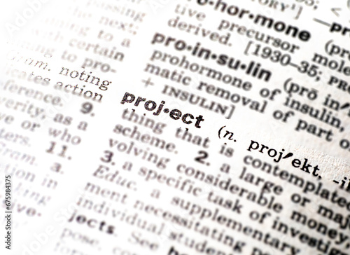 Closeup of the definition of the word project