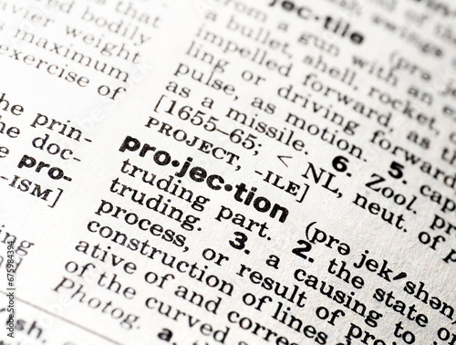 Closeup of the definition of the word projection