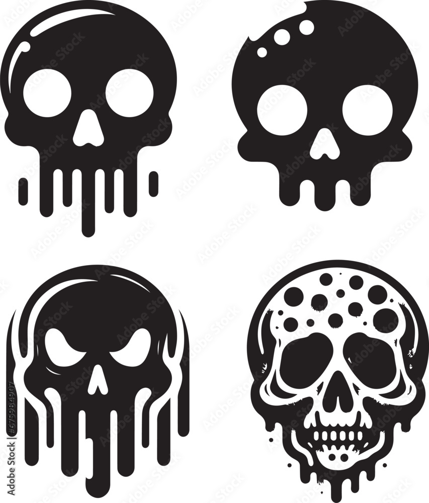 Art Deco skull black and white, Mordan vector design. Art Deco skull black and white, Mordan vector design.