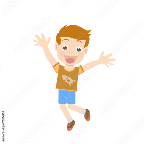 character design of a cheerful and happy boy