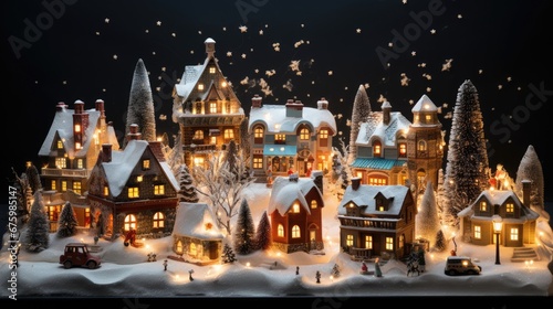 Festive Christmas Candy and Gingerbread Cottages in Artificial Snow © Milos Stojiljkovic