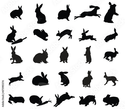 Vector Rabbit Silhouette Design, Stock Illustration.