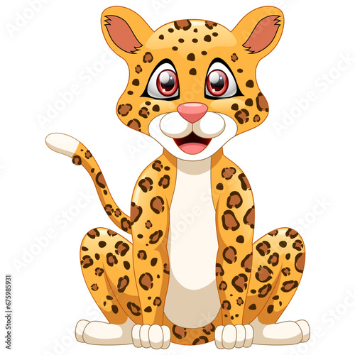 Cheetah cartoon sitting on white background vector illustration