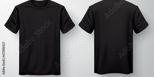 Design-Ready Black T-Shirt: Front and Back Views. Ai generative