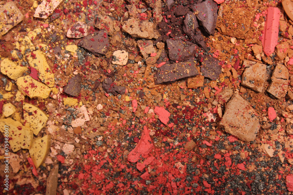 Mixed Crushed Make up Pigment Texture Close up Purple and Brown Mixed Crushed Make up Pigment Texture Close up Purple and Brown