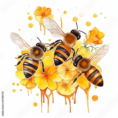 watercolor honey bee sublimation clipart