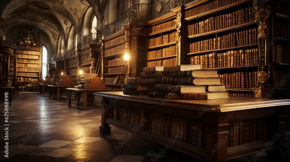 Unraveling Literary Legacy within a Historic Library's Ancient Manuscripts and Dusty Tomes