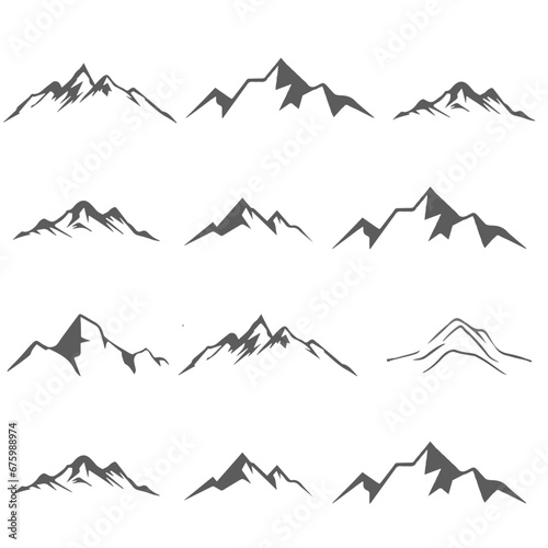 Black and white mountain line arts wallpaper, luxury landscape background design for cover, invitation background, packaging design, fabric, and print. Vector illustration.