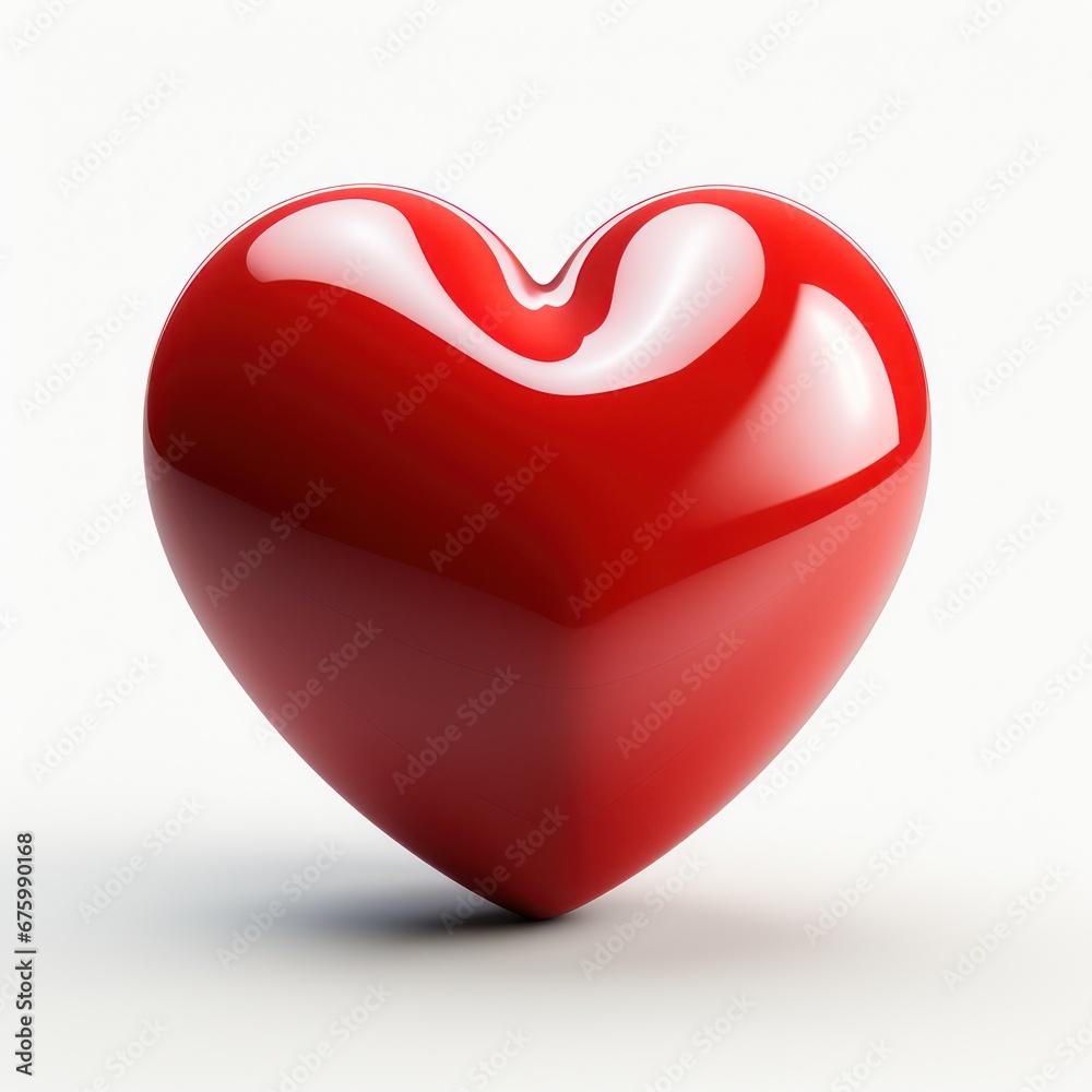 3D cute love heart symbol. 3D render of love logo isolated on white background