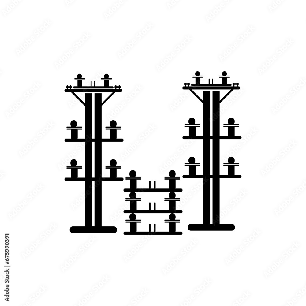 Fototapeta premium electricity pole icon illustration vector image of power pole logo