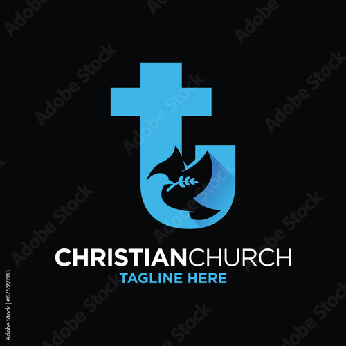Letter T Dove Christian Logo Design Template Inspiration, Vector Illustration.