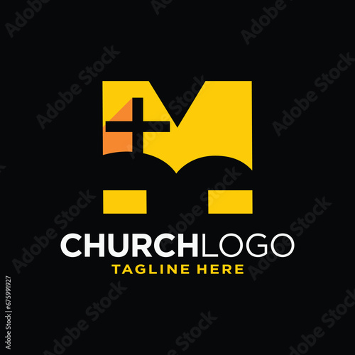 Fotografía Letter M Church Logo Design Template Inspiration, Vector Illustration