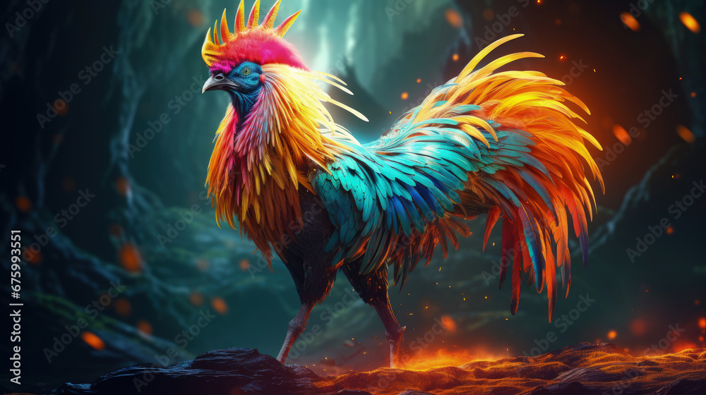 Fototapeta premium Mystical Creature: A Colorful Stunning Mythical Animal, Ideal for Screensavers and Desktop Backgrounds