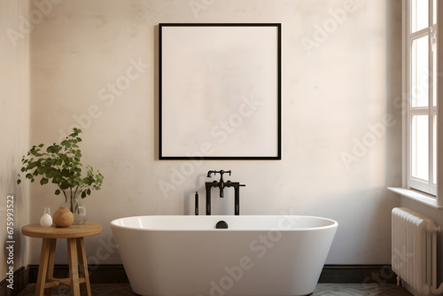  picture mockup frame enhances the vintage charm of a classic bathroom