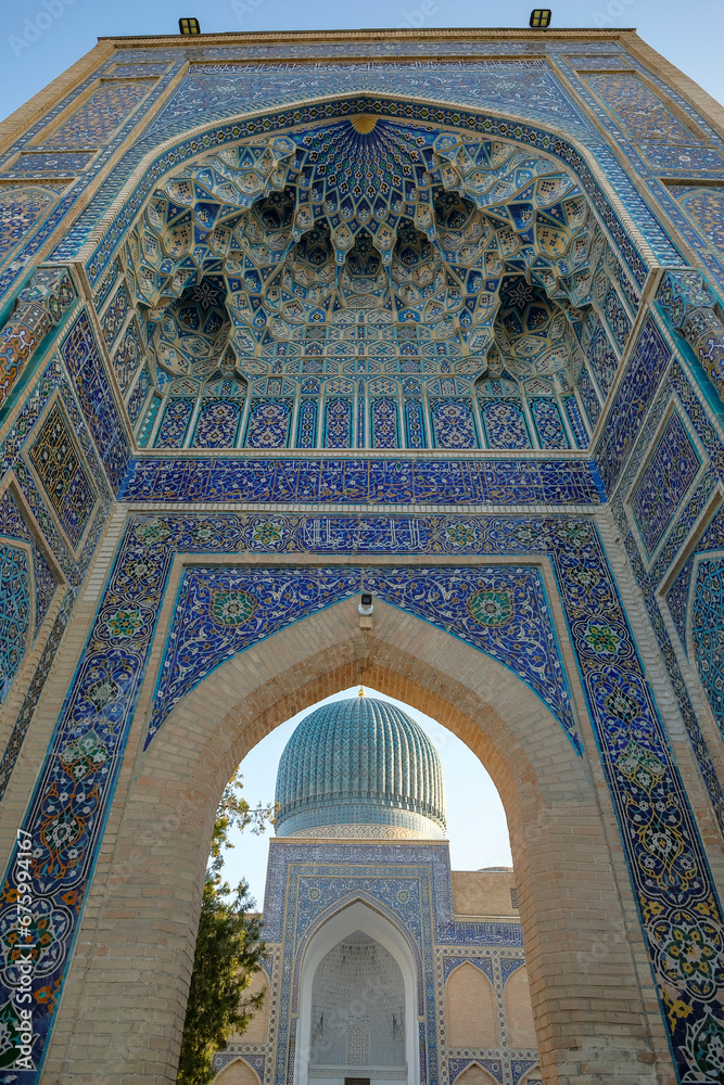 Samarkand, Uzbekistan - November 3, 2023: Gur-e-Amir Mausoleum in Samarkand, Uzbekistan.