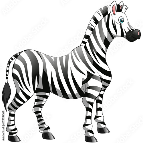 Vector illustration of Cute zebra cartoon isolated on white background.