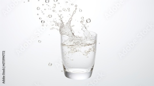  a glass of water with a splash of water on the top of it and bubbles in the bottom of the glass. generative ai