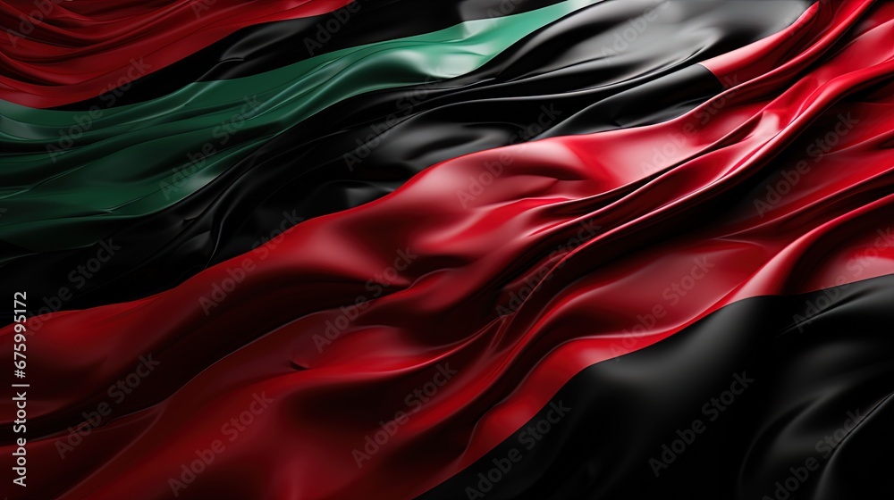 Red, black, and green wavy background. ai generative