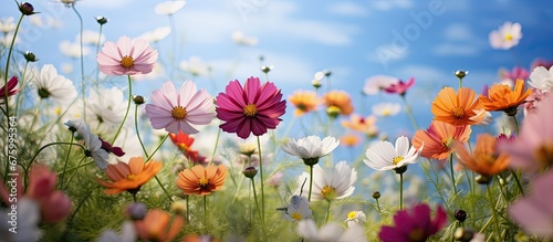 In the beautiful summer garden the vibrant colors of the blossoming flowers create a stunning background showcasing the natural beauty of floral flora and their delicate petals