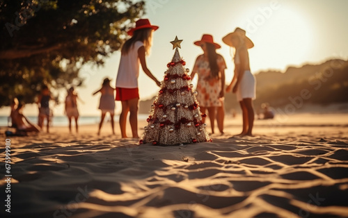 obchody świąt bożego narodzenia na plaży w tropikach