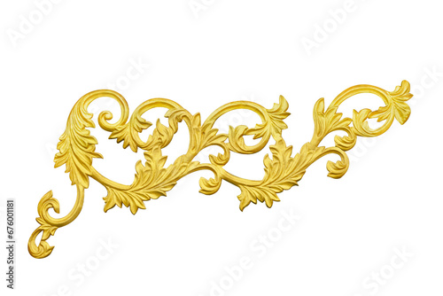 golden Thai art isolated on white background with clipping path.