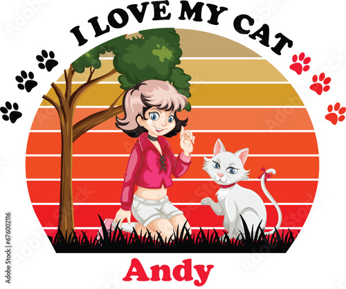 Andy Is My Cute Cat, Cat name t-shirt Design