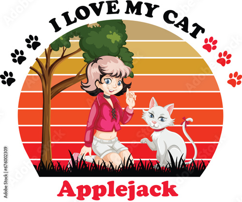 Obraz na płótnie Applejack Is My Cute Cat, Cat name t-shirt Design