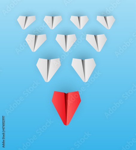 Free Download Individual red leader paper plane lead other. Business and leadership - GFXLoad