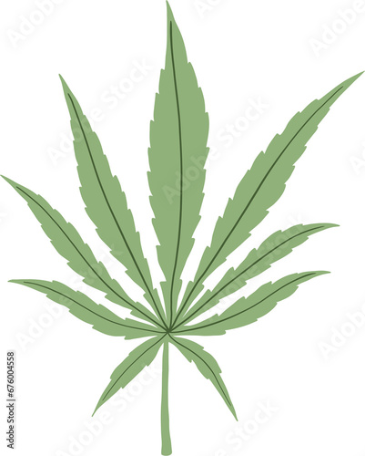 Simplicity cannabis leaf freehand drawing