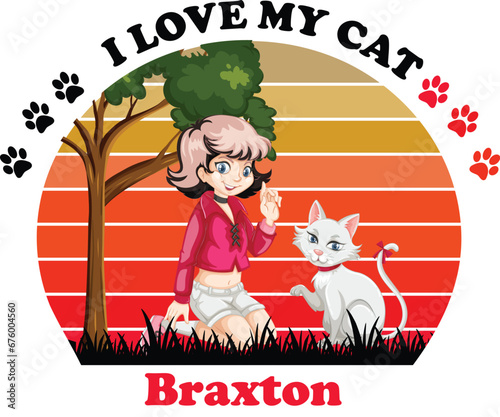 Braxton Is My Cute Cat, Cat name t-shirt Design