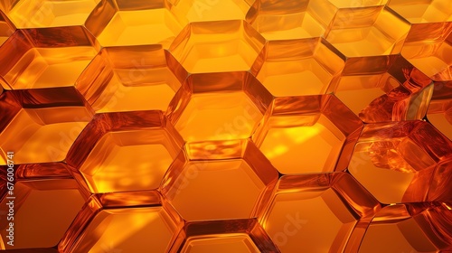 Bright orange honeycomb pattern: abstract background for graphic design projects © Яна Деменишина