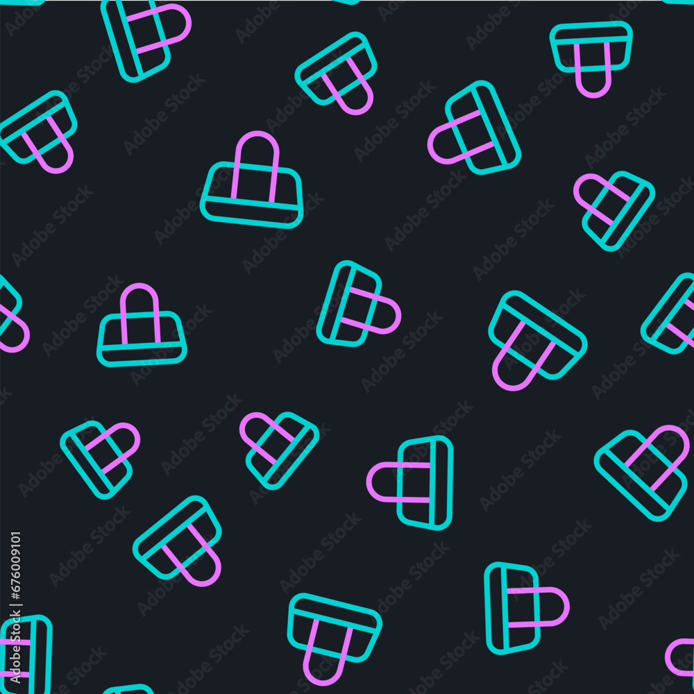 Line Sport bag icon isolated seamless pattern on black background. Vector Line Sport bag icon isolated seamless pattern on black background. Vector