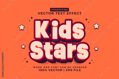 Editable text effect Kids Stars 3d Cartoon template style premium vector