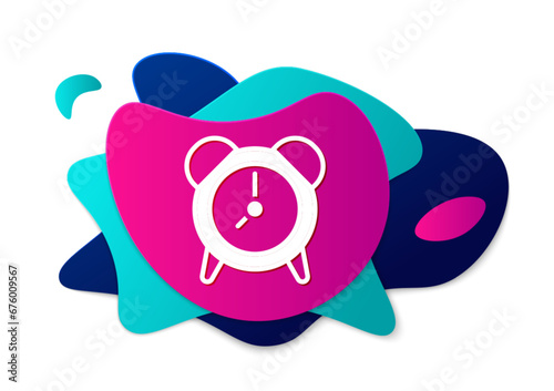 Color Alarm clock icon isolated on white background. Wake up, get up concept. Time sign. Abstract banner with liquid shapes. Vector