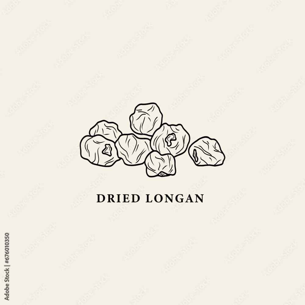 Line art dried longan illustration
