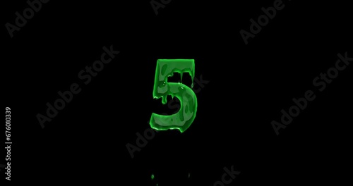 Slimy countdown timer concept from 10 to 0 on a black background.