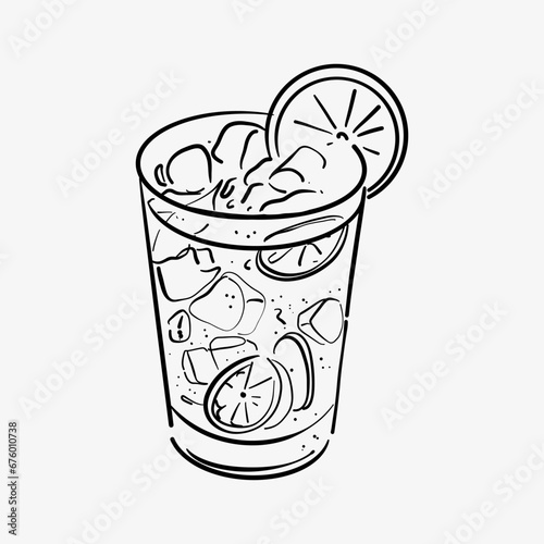 Hand drawn sketch cocktail. Alcohol drink coctail background. Composition for bar menu Doodle style vector illustration.