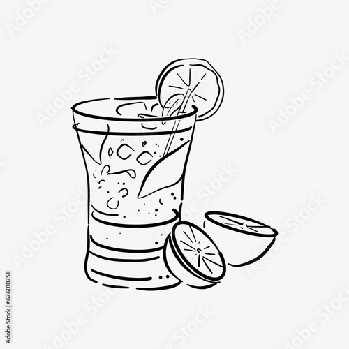 shot of alcohol strong drink. hand drawn design element. doodle. sketch vector illustration