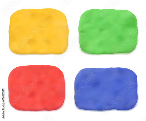 Color plasticine set isolated on a white background. 3d vector illustration.
